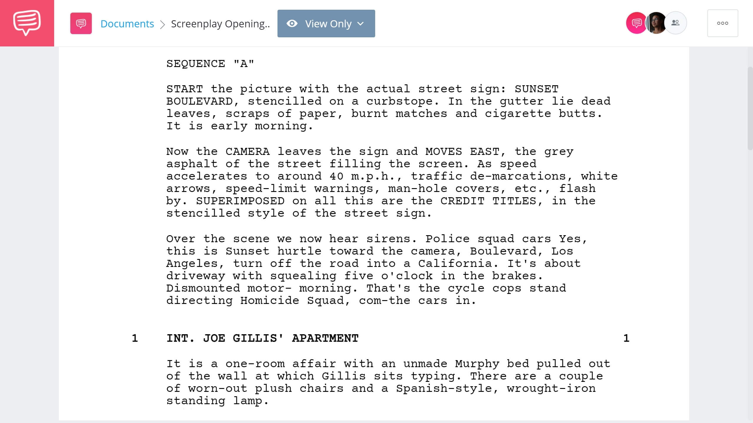 Screenplay Opening Scene Sunset Boulevard Opening Scene StudioBinder Screenwriting Software