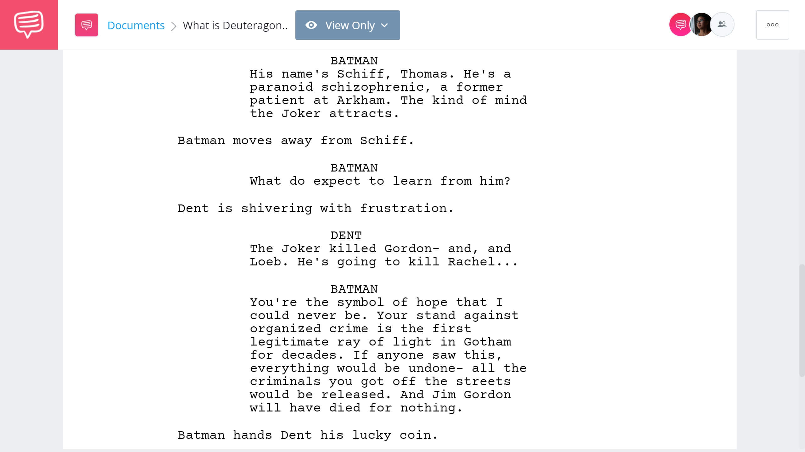 What is Deuteragonist The Dark Knight Excerpt StudioBinder Screenwriting Software