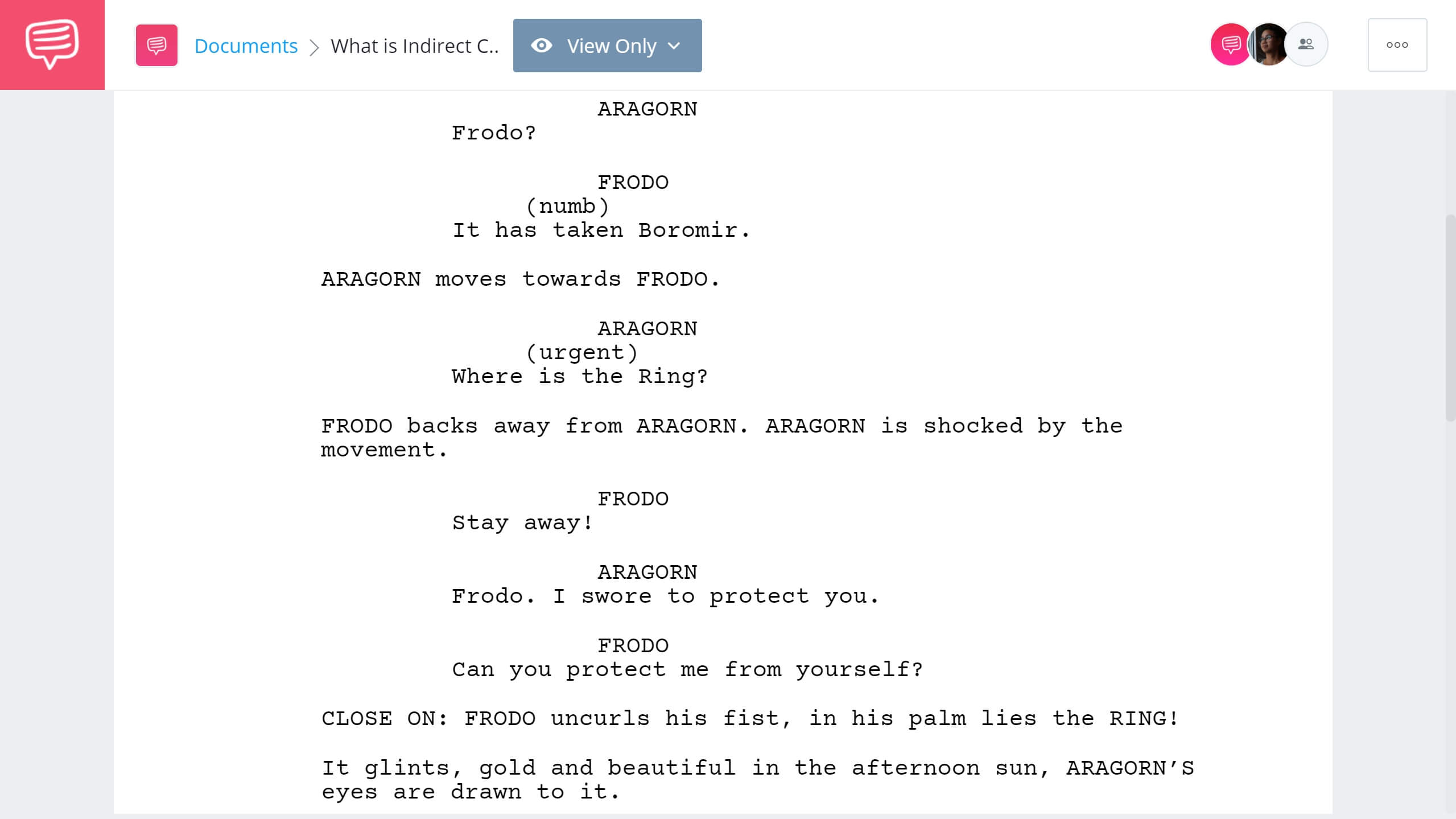 What is Indirect Characterization LOTR Excerpt StudioBinder Screenwriting Software