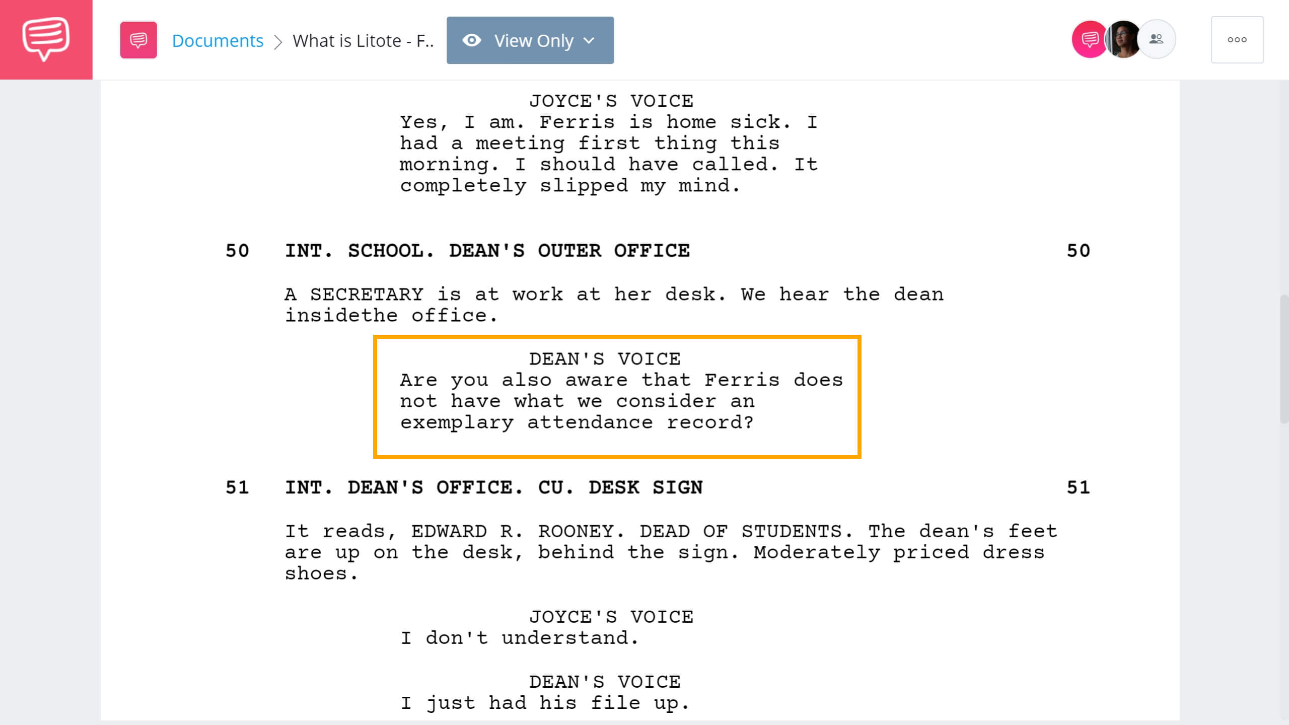 What is Litote Ferris Buellers Day Off Excerpt StudioBinder Screenwriting Software