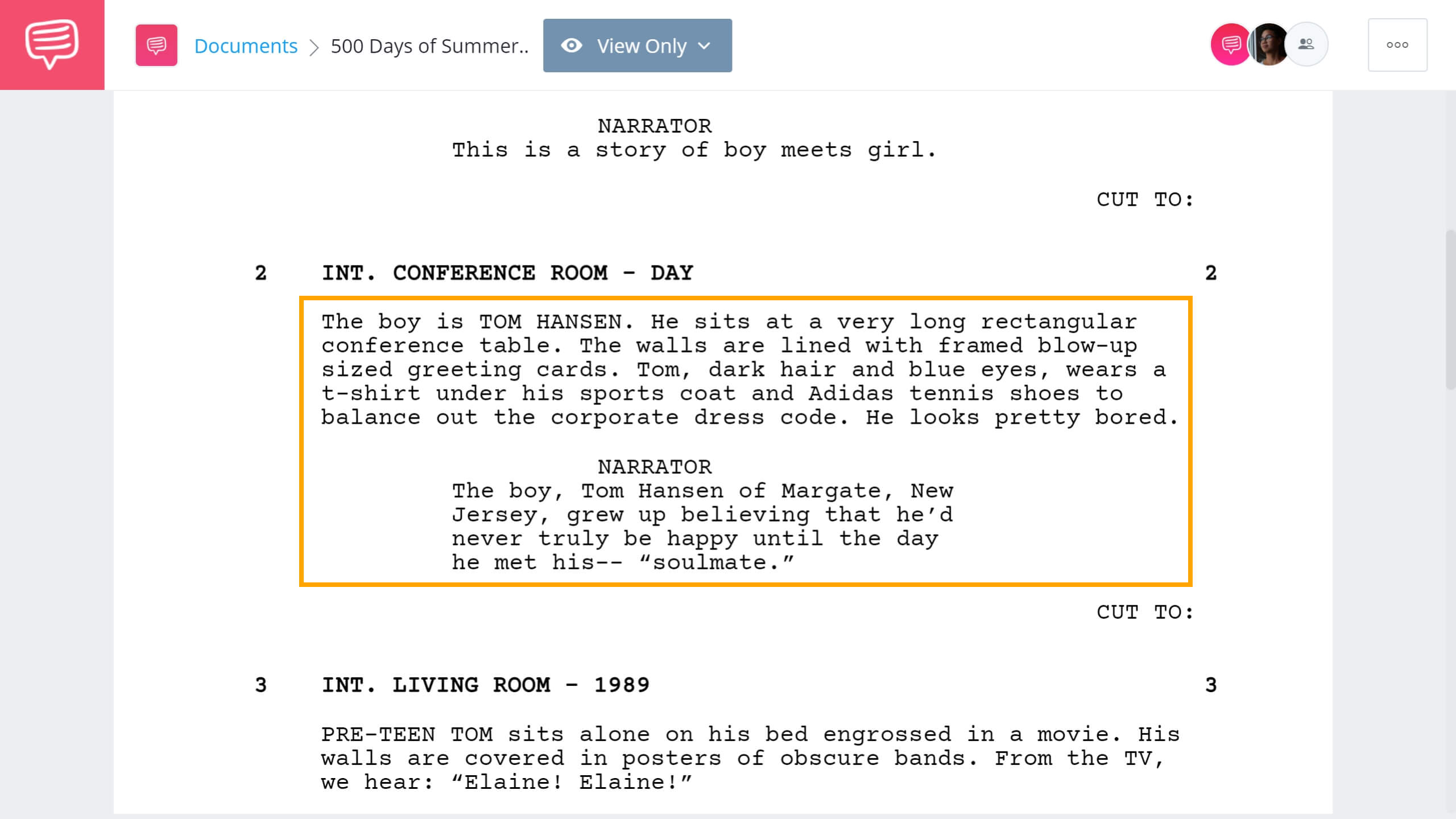 Days of Summer Script Teardown Character Introduction StudioBinder Screenwriting Software