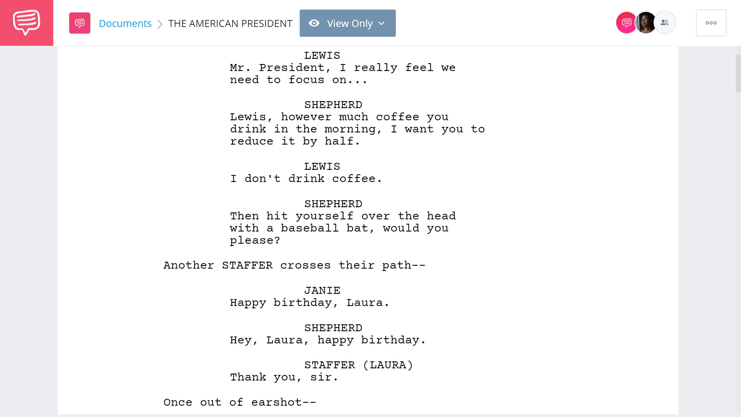 Aaron Sorkin Screenplays The American President Script StudioBinder Screenwriting Software