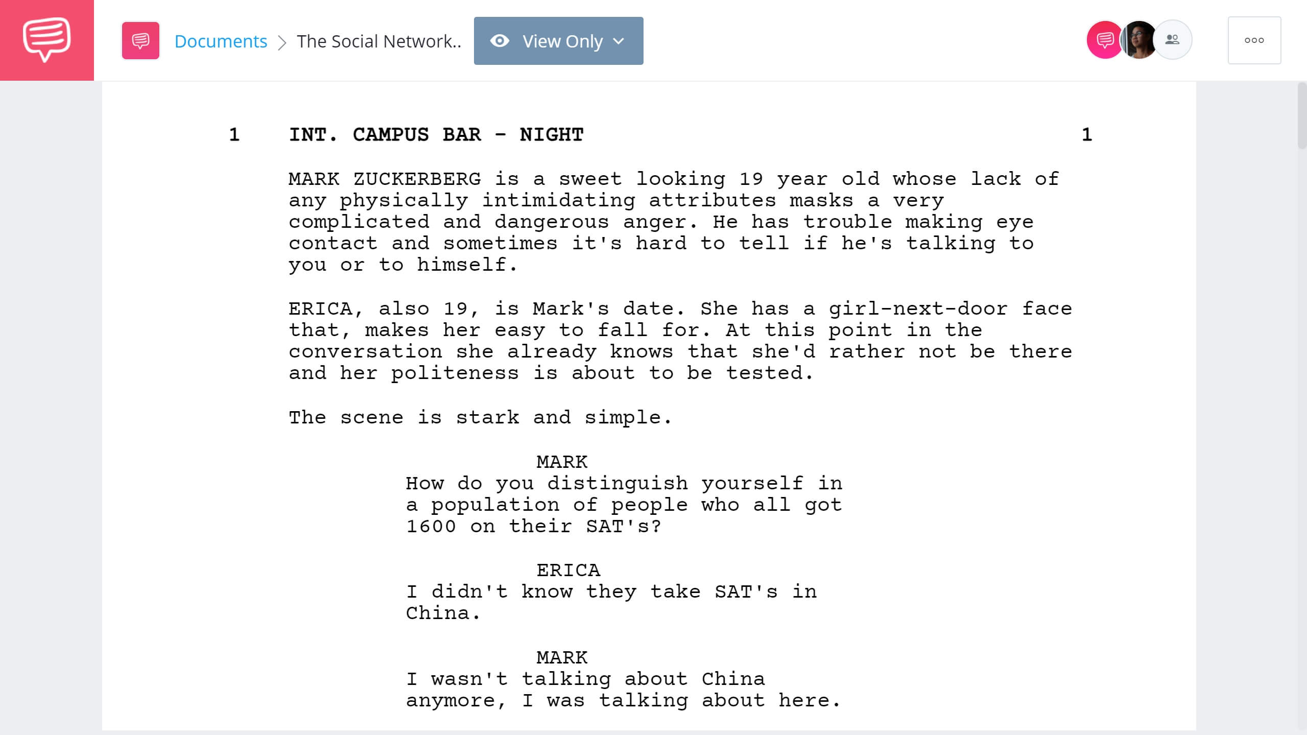 Aaron Sorkin Screenplays The Social Network Script StudioBinder Screenwriting Software