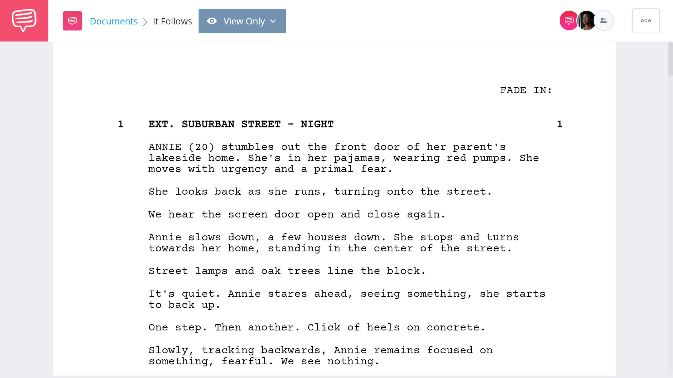 Best Horror Movie Scripts It Follows Full Script PDF Download StudioBinder Screenwriting Software