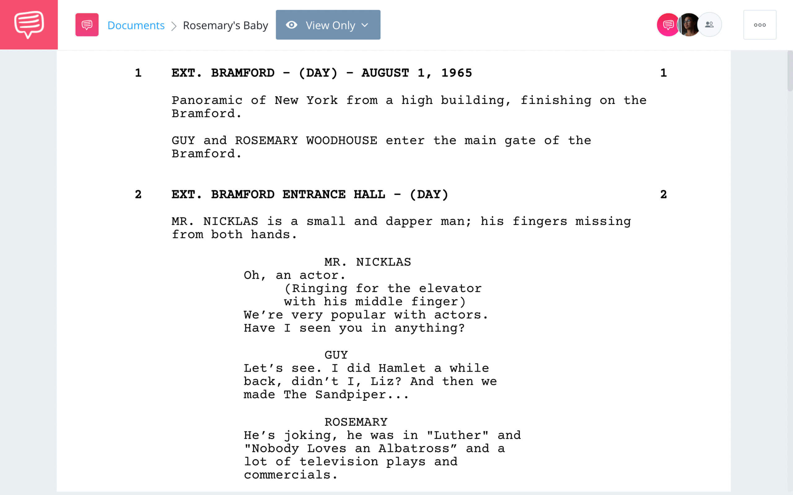 Best Horror Movie Scripts Rosemarys Baby Full Script PDF Download StudioBinder Screenwriting Software