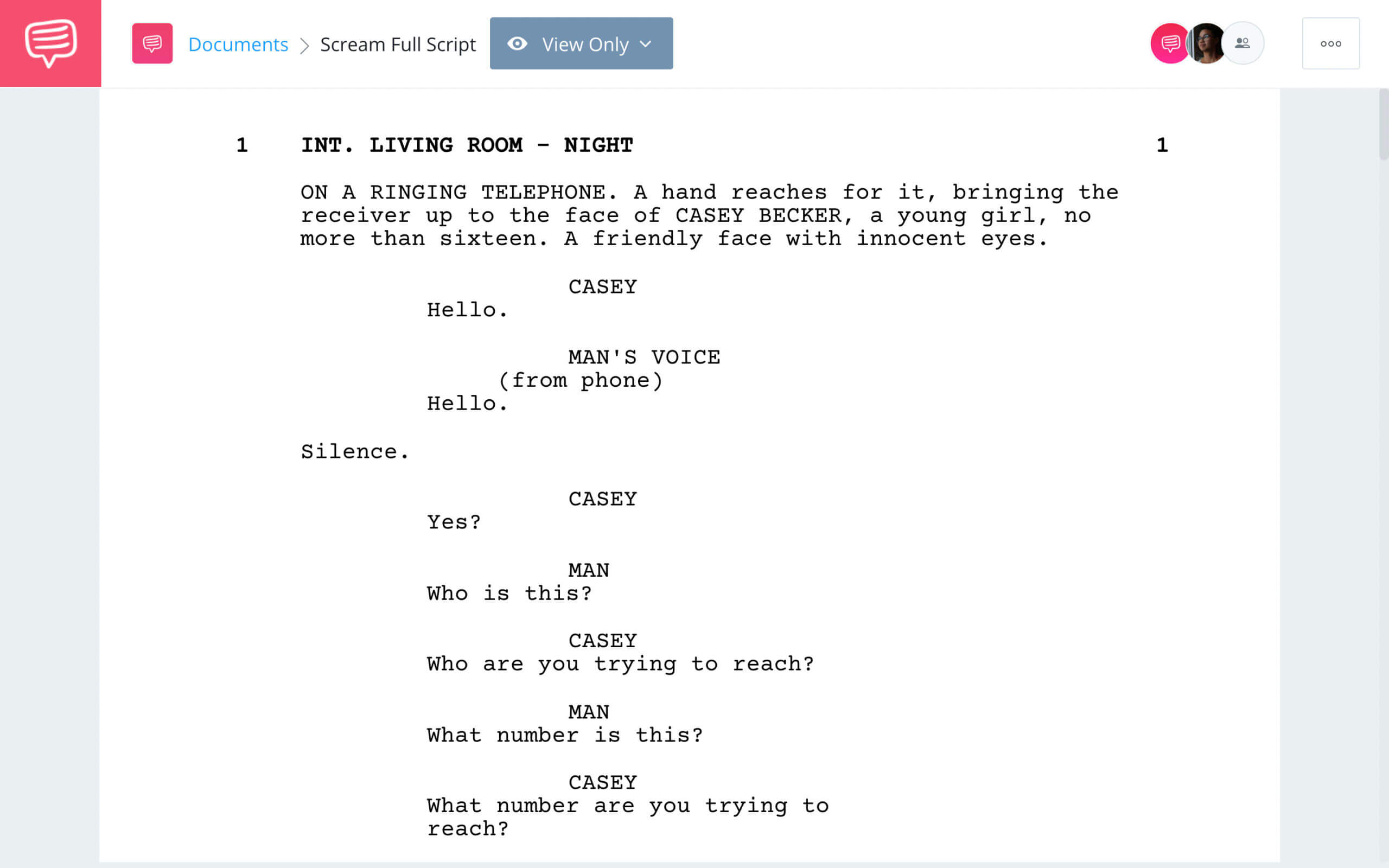 Best Horror Movie Scripts Scream Full Script PDF Download StudioBinder Screenwriting Software