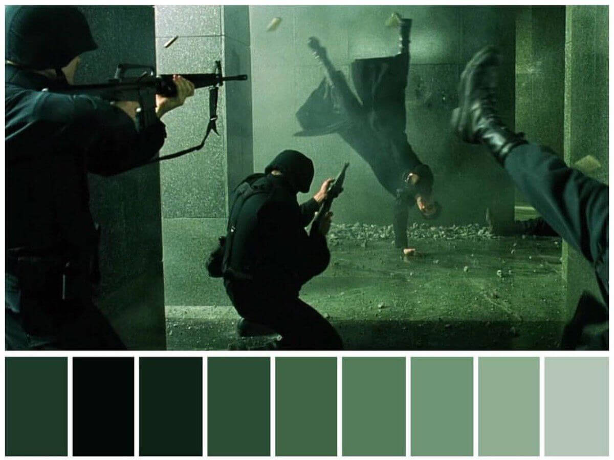 The monochromatic color scheme of The Matrix