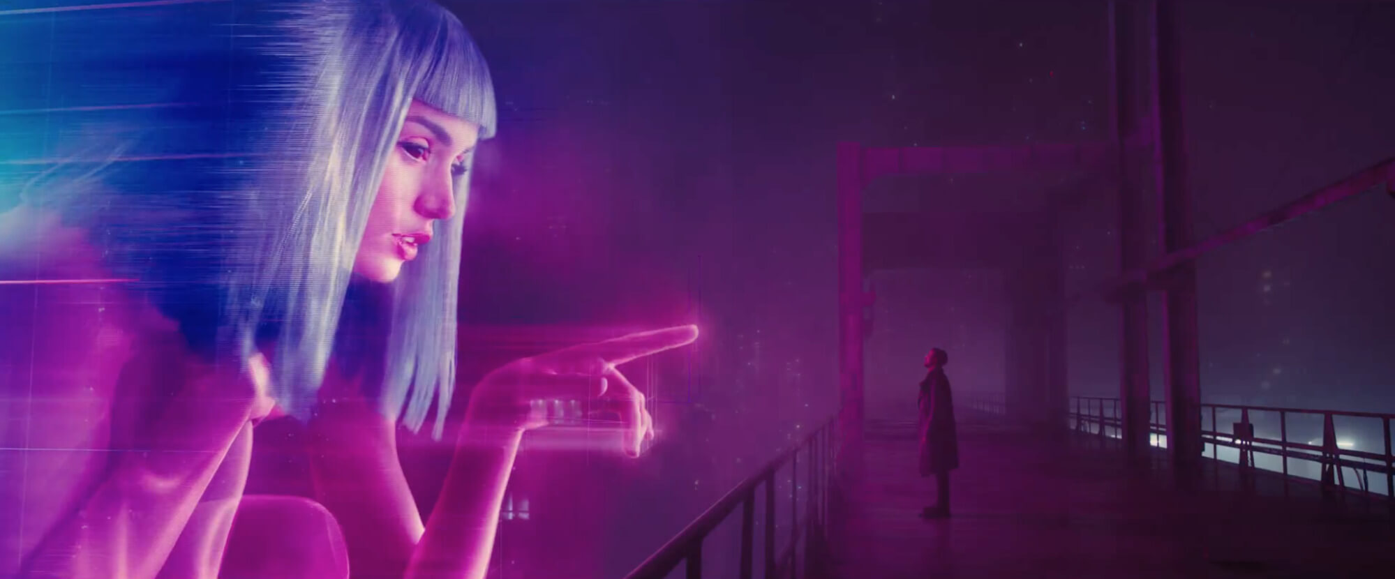 Fog purple light Ana de Armas · Blade Runner color palette