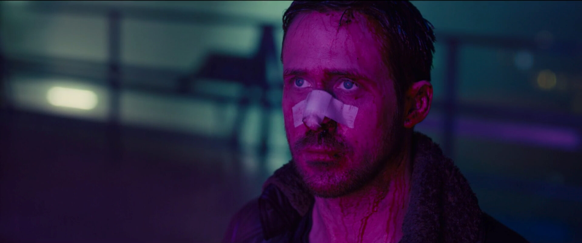 Our protagonist stares at an ad which happens to be the love of his life · Blade Runner color