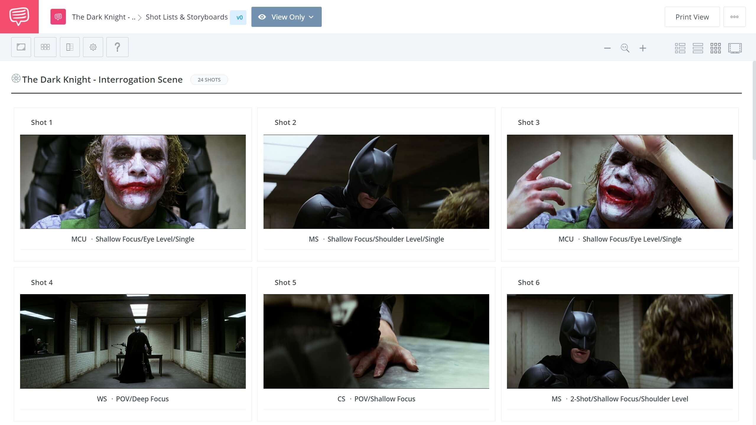 The Dark Knight Interrogation Scene Interrogation Scene StudioBinder Shot Listing Software
