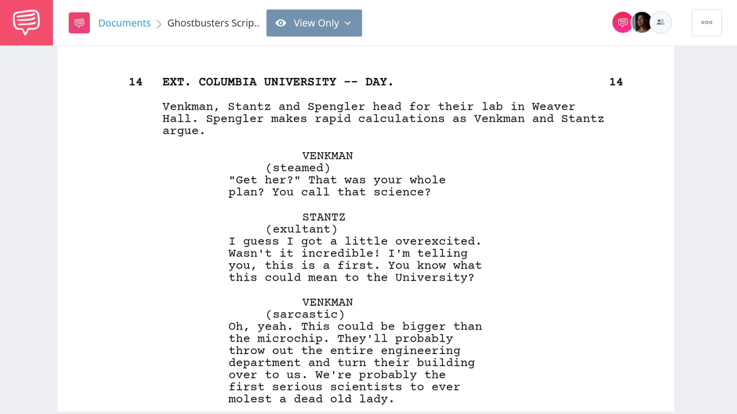Ghostbusters Script Teardown Characters StudioBinder Screenwriting Software