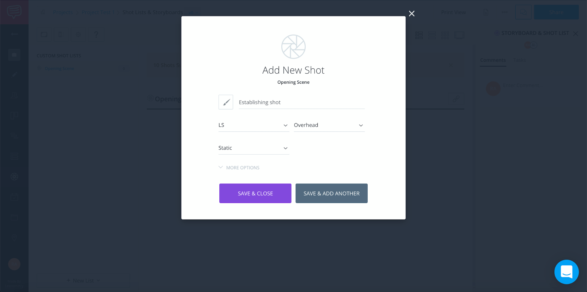 Annotated storyboard • adding new shots