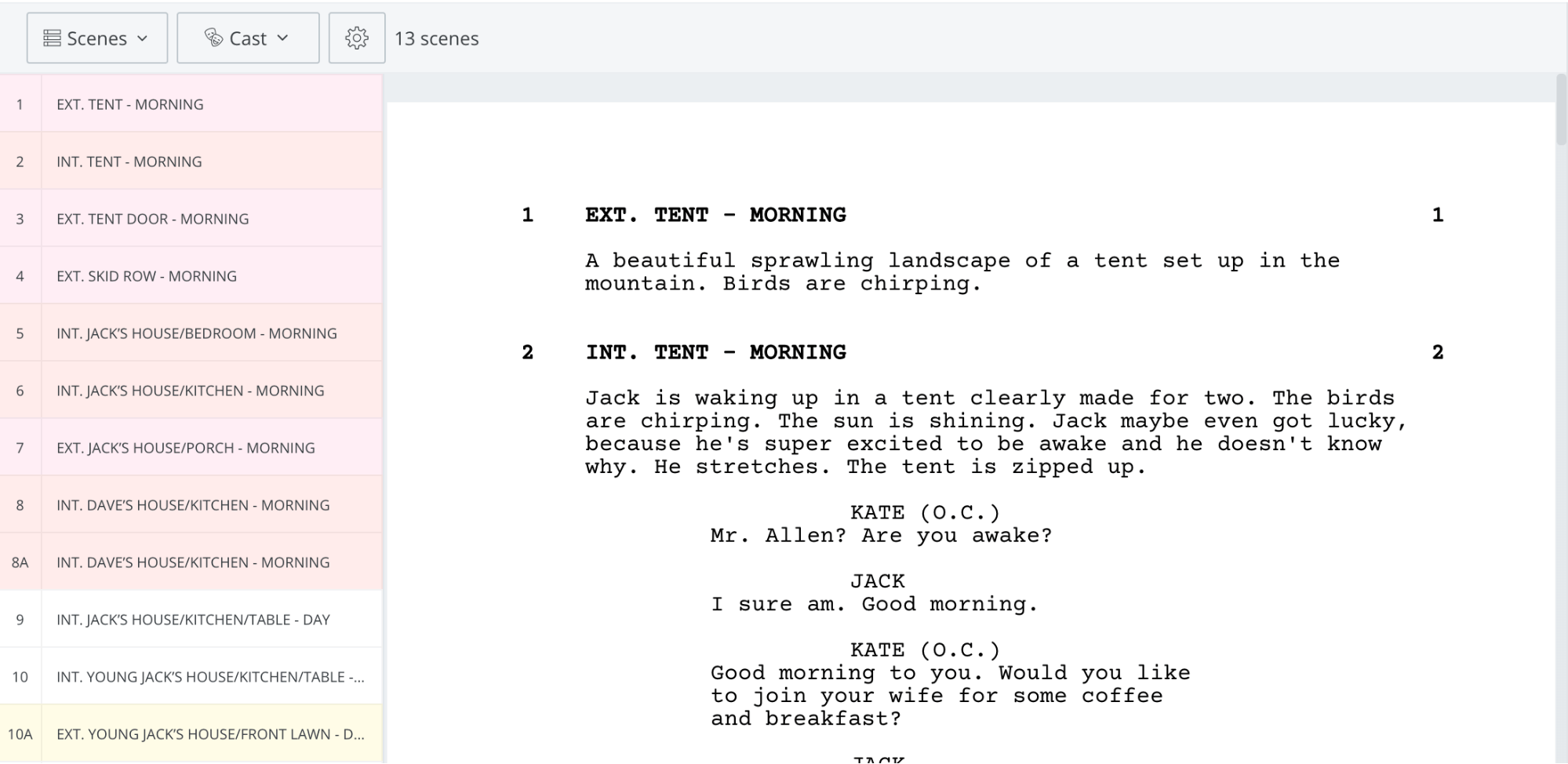 Shooting Script Example — Download Production Script PDFs