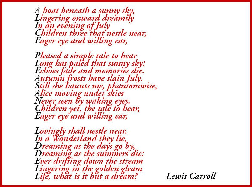 An acrostic poem by Lewis Carroll