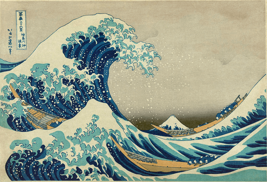 Composition painting The Great Wave off Kanagawa by Hokusai