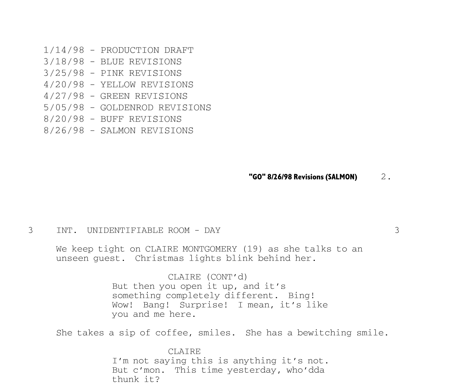 Shooting Script Example — Download Production Script PDFs