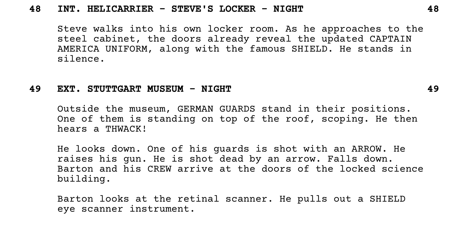 Shooting Script Format Examples • Captain America Shooting Script