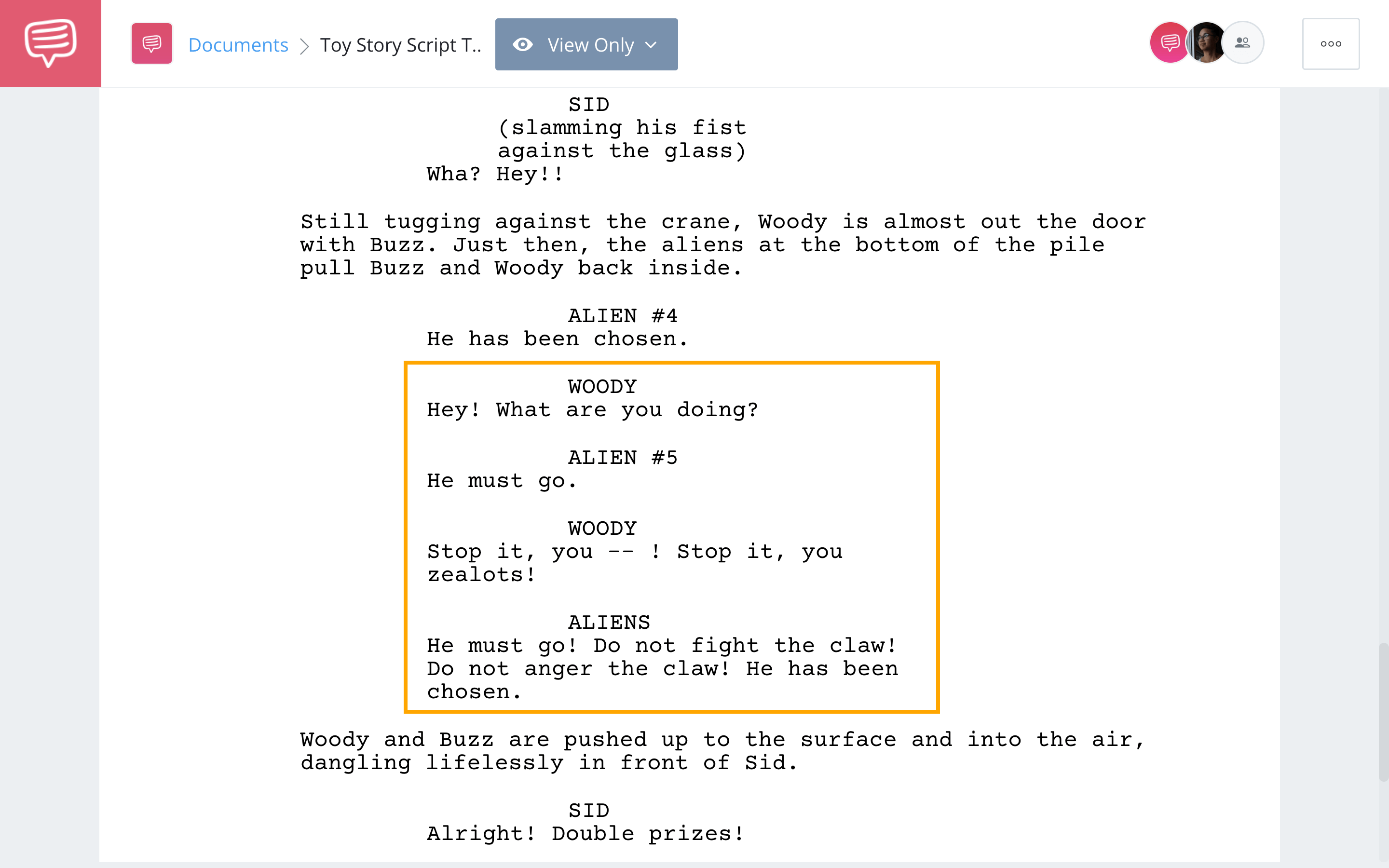 Toy Story Script Teardown Claw Scene StudioBinder Screenwriting Software