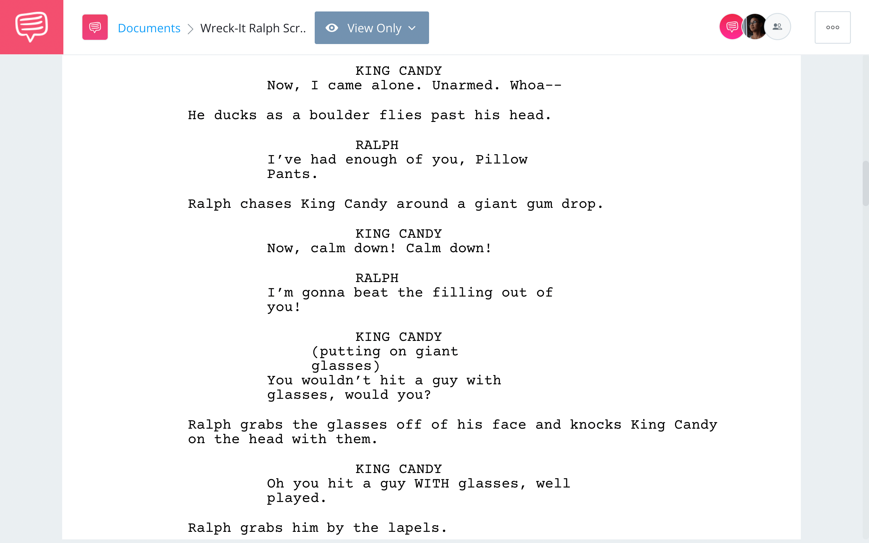 Wreck It Ralph Script Teardown Batman Reference Scene StudioBinder Screenwriting Software