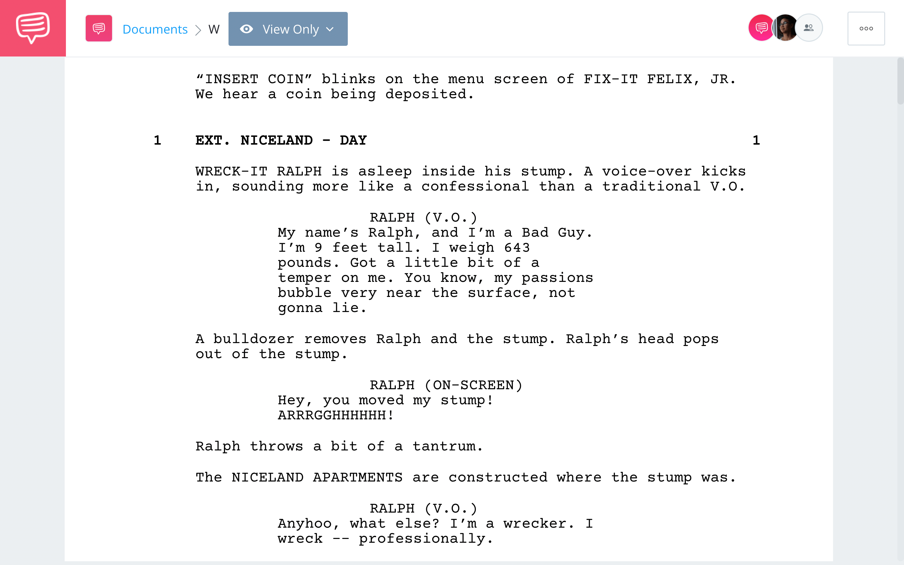 Wreck It Ralph Script Teardown Full Script PDF Download StudioBinder Screenwriting Software