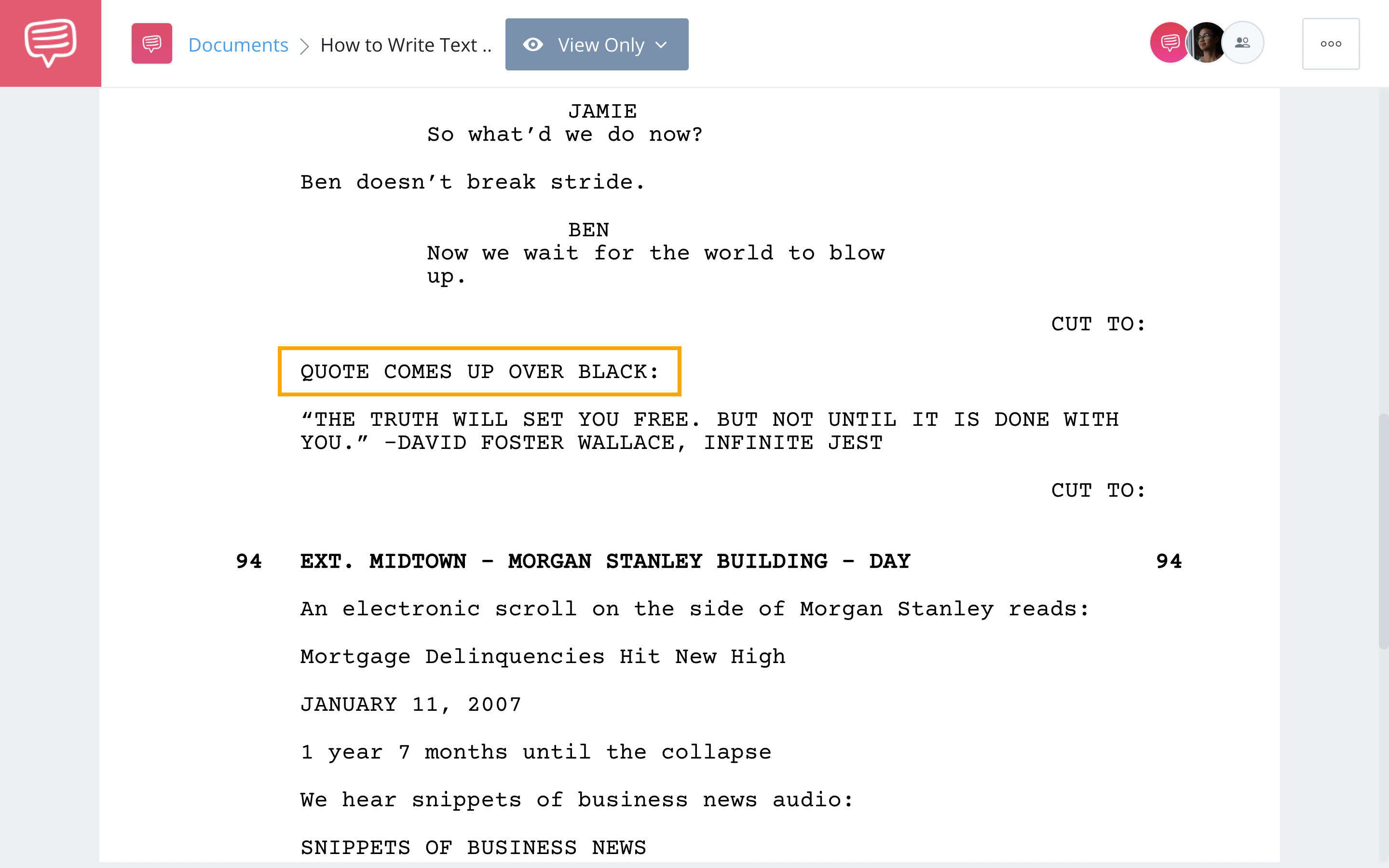 How To Write Text On A Black Screen In Screenplay Format