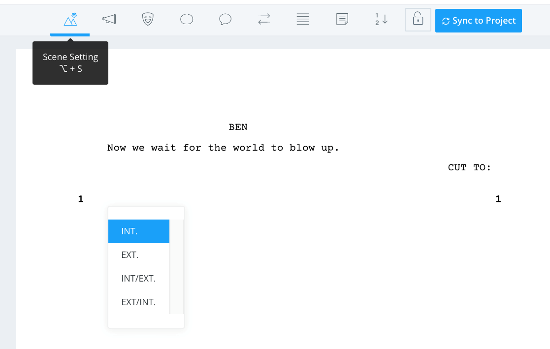 How to write text over black in screenplay In StudioBinder Select The Scene Settings