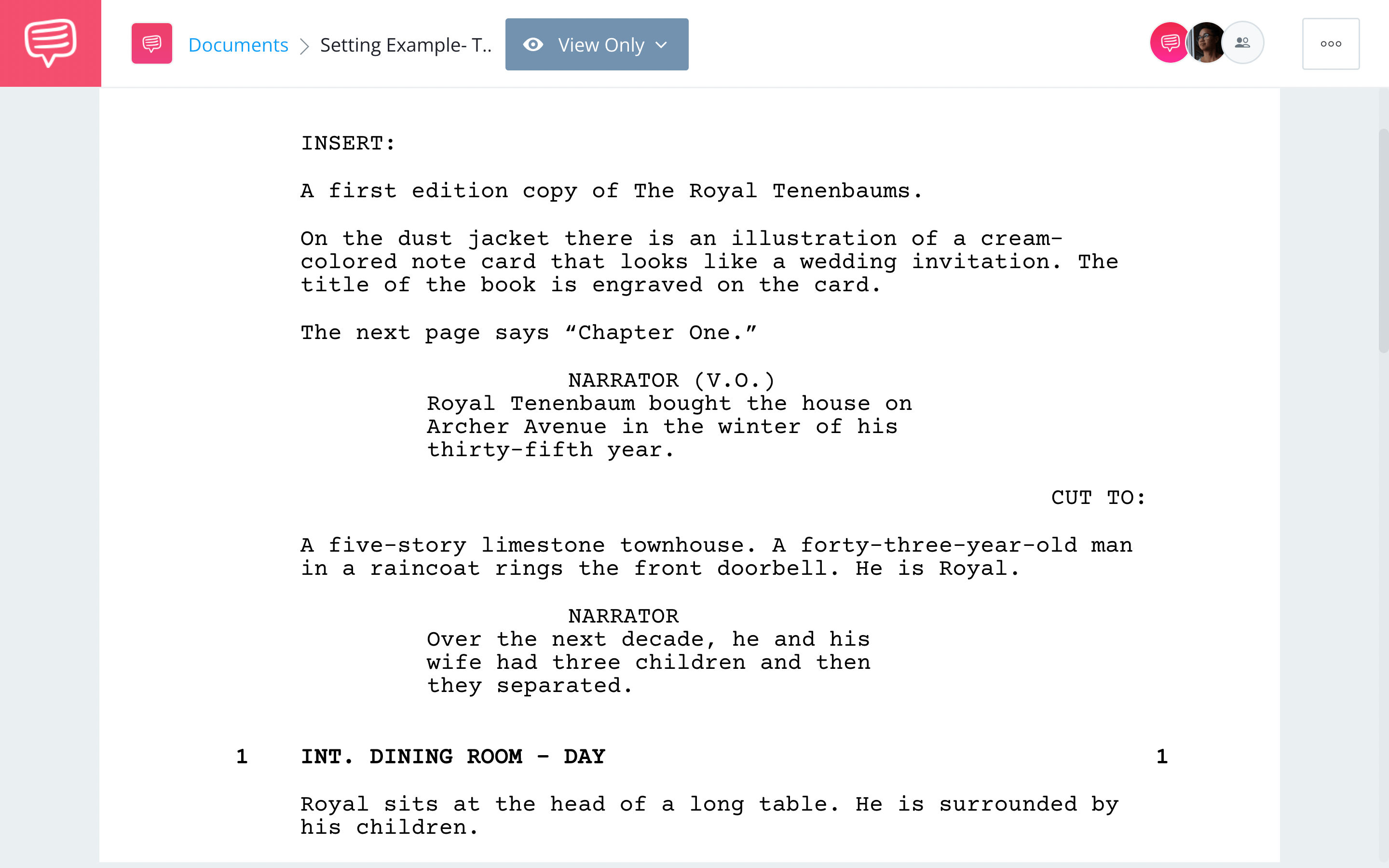 Setting Examples The Royal Tenenbaums Example StudioBinder Screenwriting Software