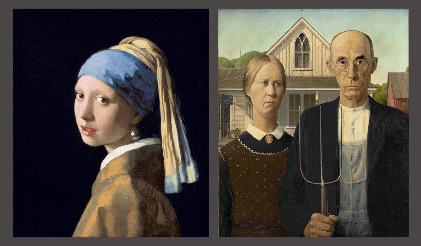 What is Repetition in Art Girl with a Pearl Earring Grant Wood American Gothic