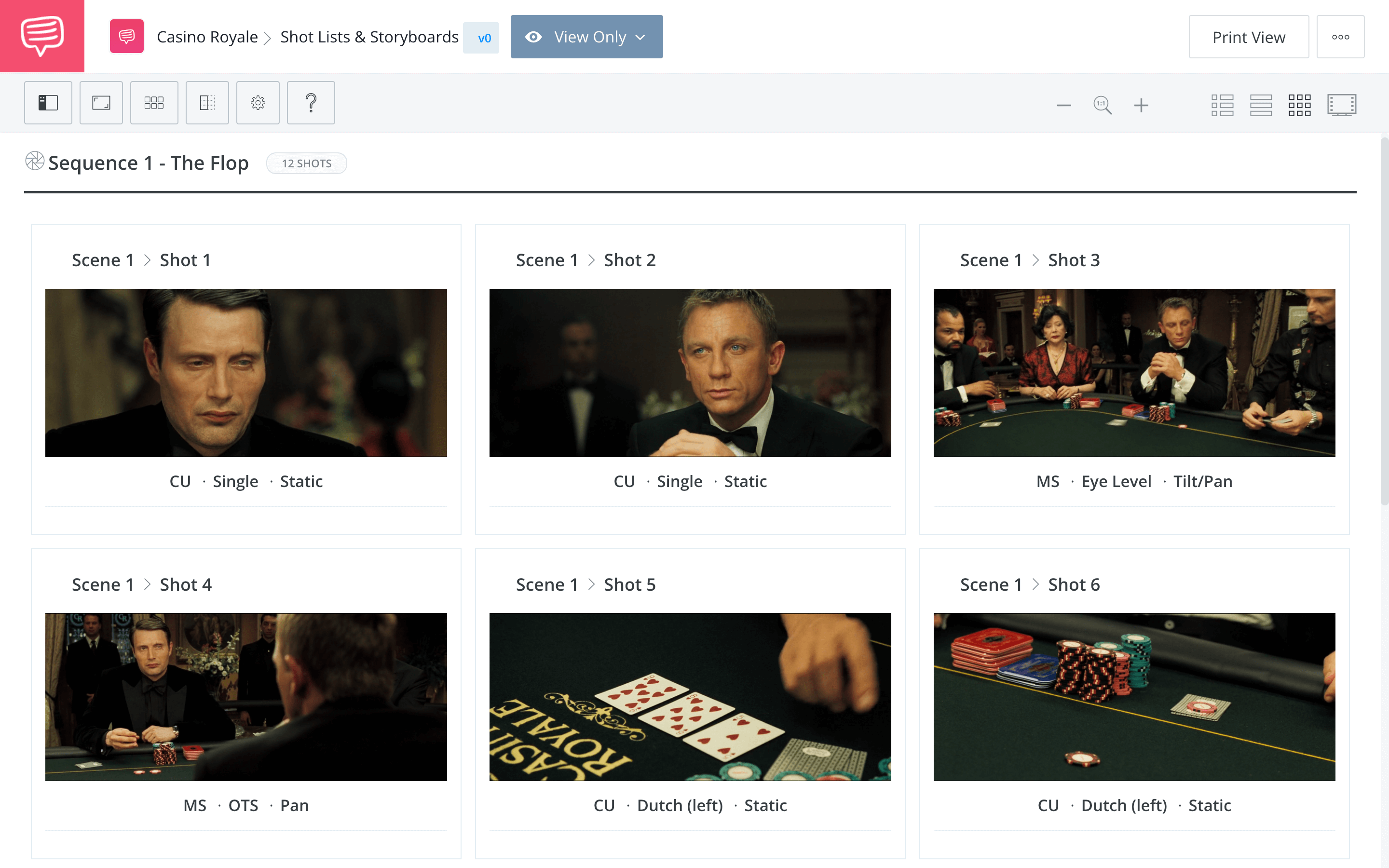 Storyboard Ideas Casino Royale Poker Scene StudioBinder Shot Listing Software