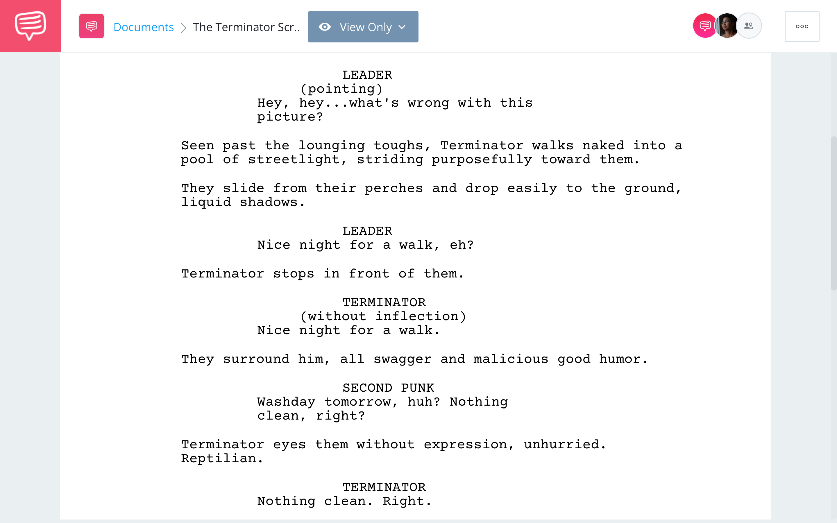 The Terminator Script PDF Character Introduction StudioBinder Screenwriting Software
