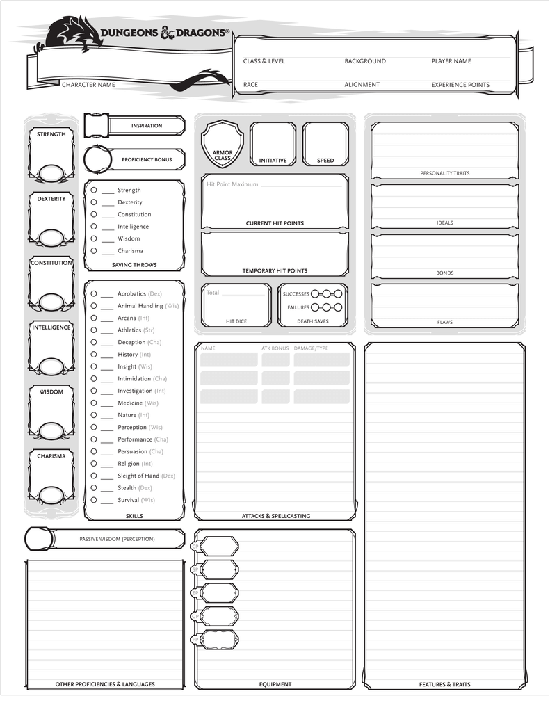 What is a Character Sheet Writing Character Sheets Dungeons Dragons Character Sheet Template