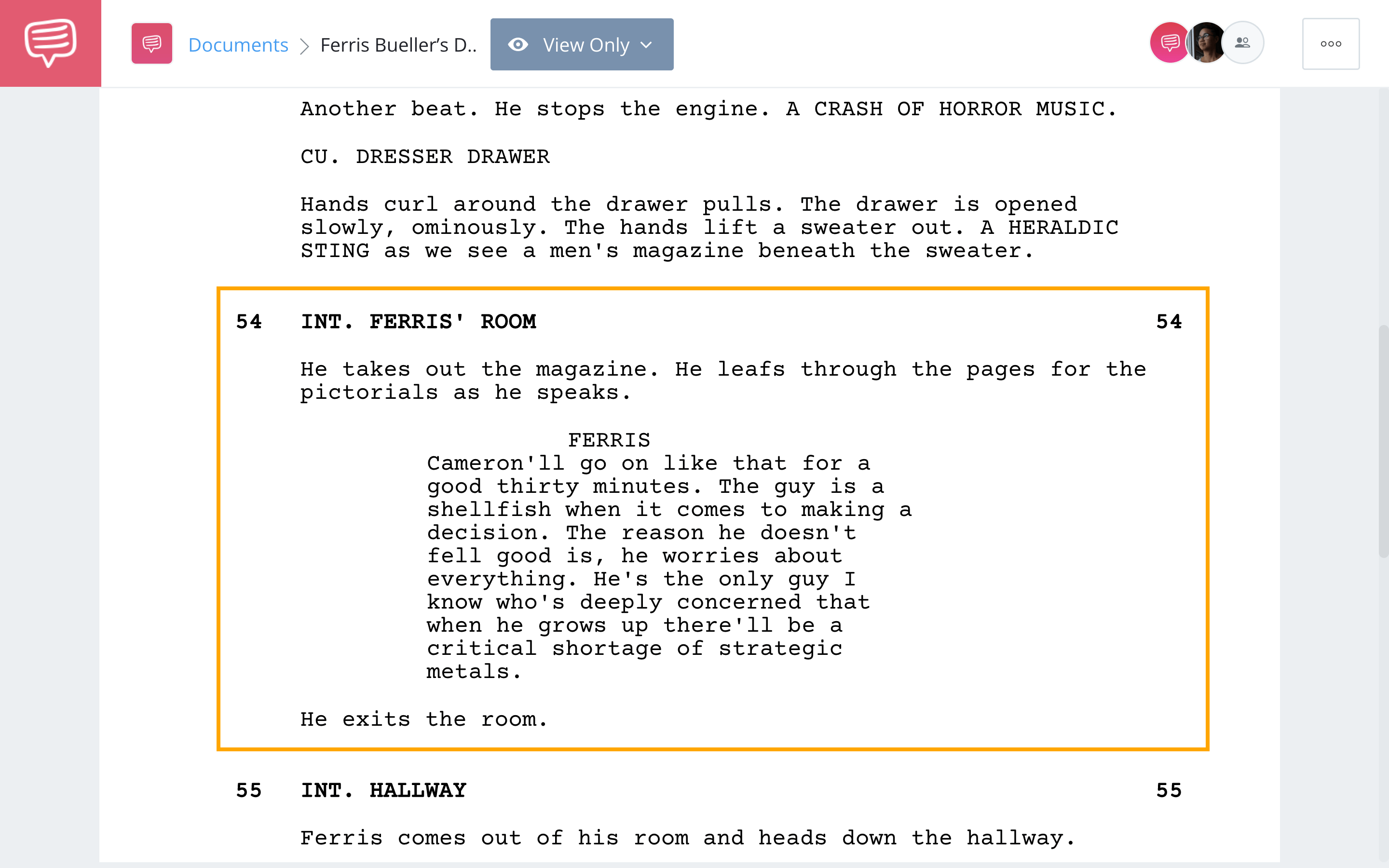 Ferris Buellers Day Off Script PDF Breaking the Wall StudioBinder Screenwriting Software