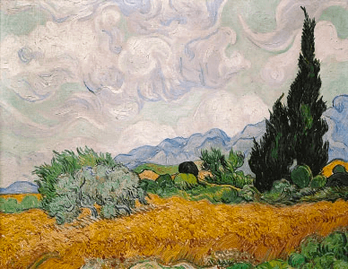 What is Post Impressionism Art Vincent van Gogh A Wheatfield with Cypresses