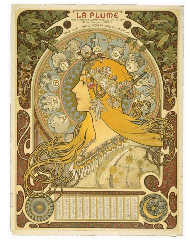 What is Art Nouveau La Plume Alphonse Mucha France