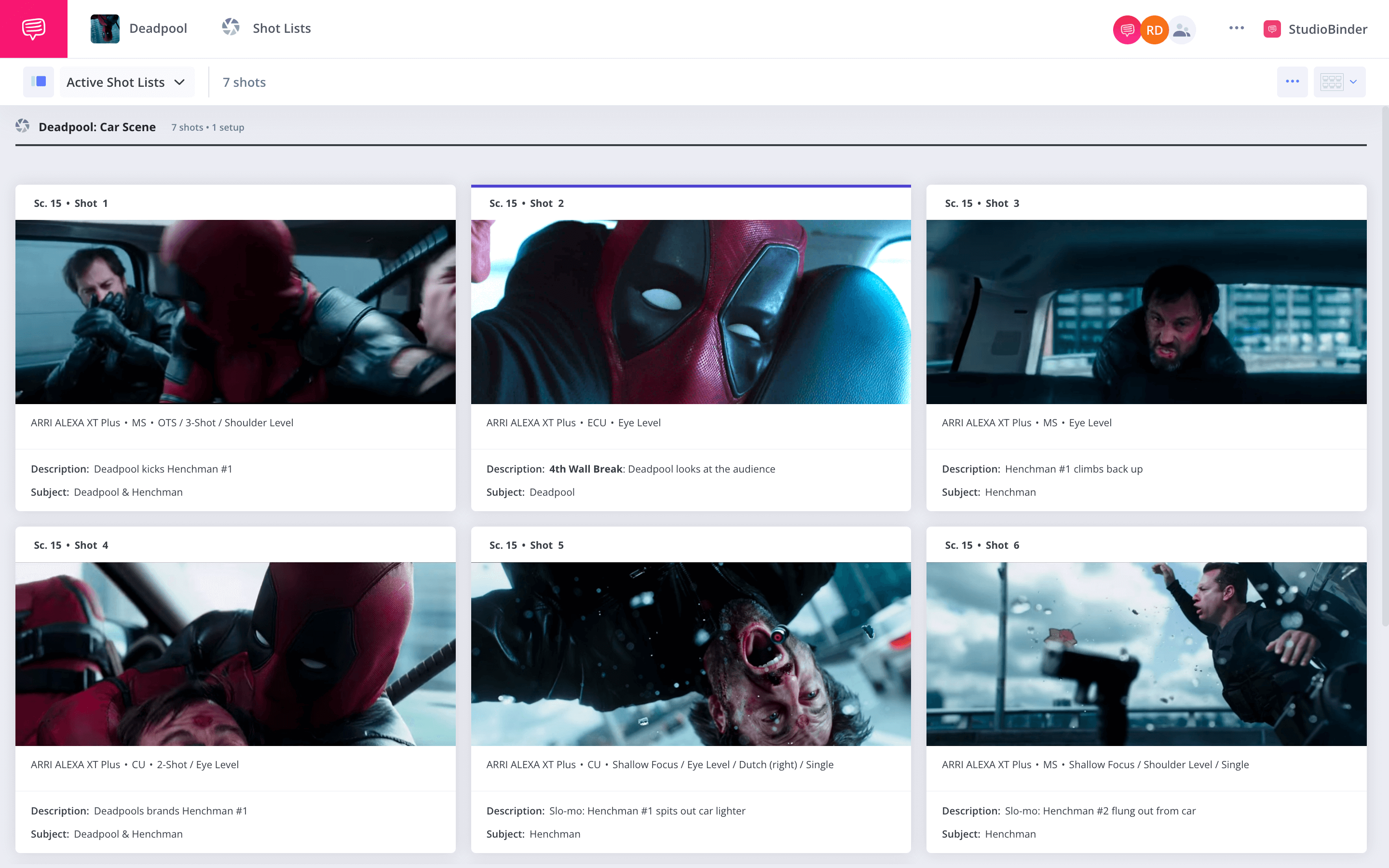 Best Cinematography Techniques Deadpool Car Chase Sequence StudioBinder Shot Listing Software