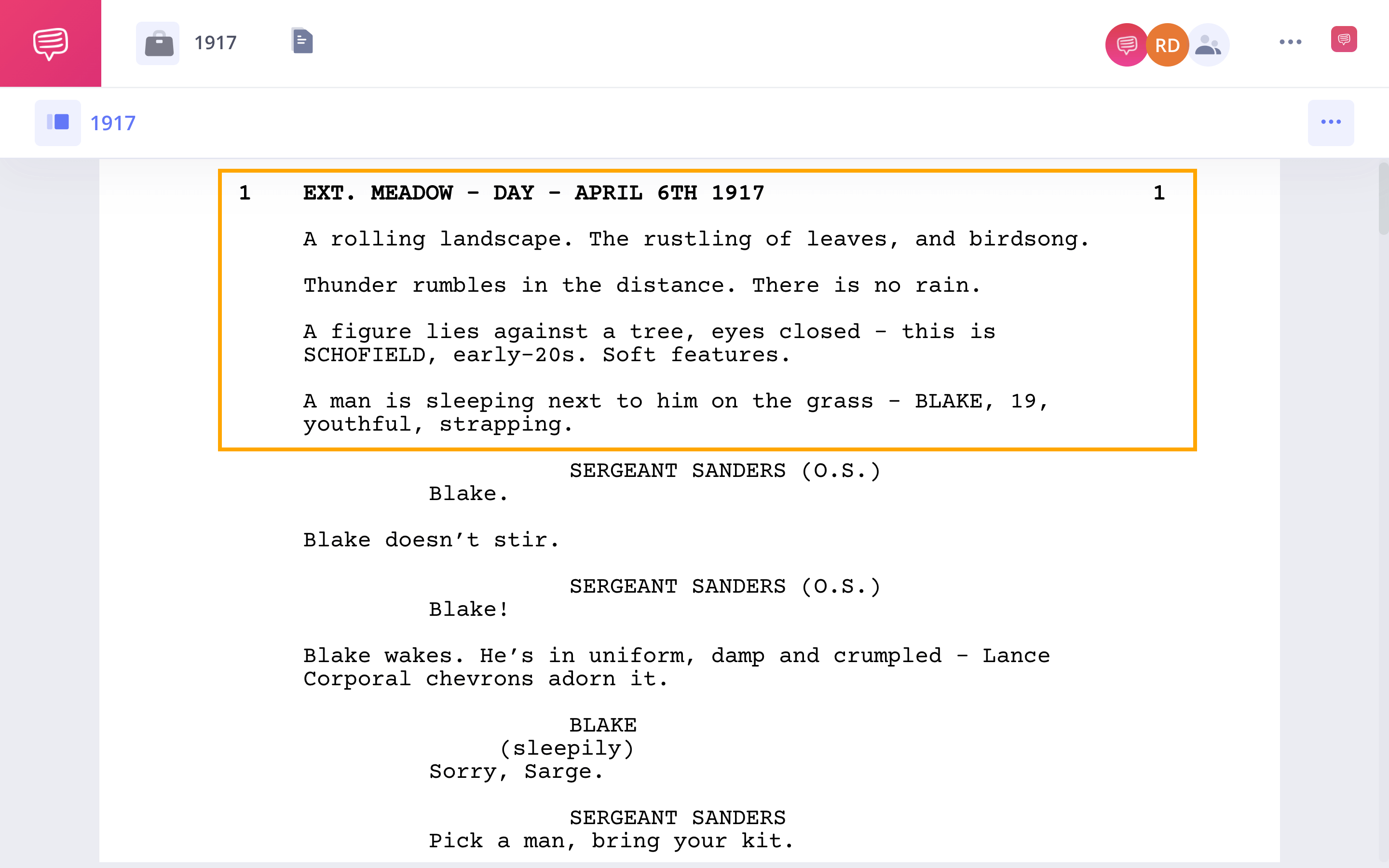 How to Write a Scene Description Scene Description Example from StudioBinder Screenwriting Software