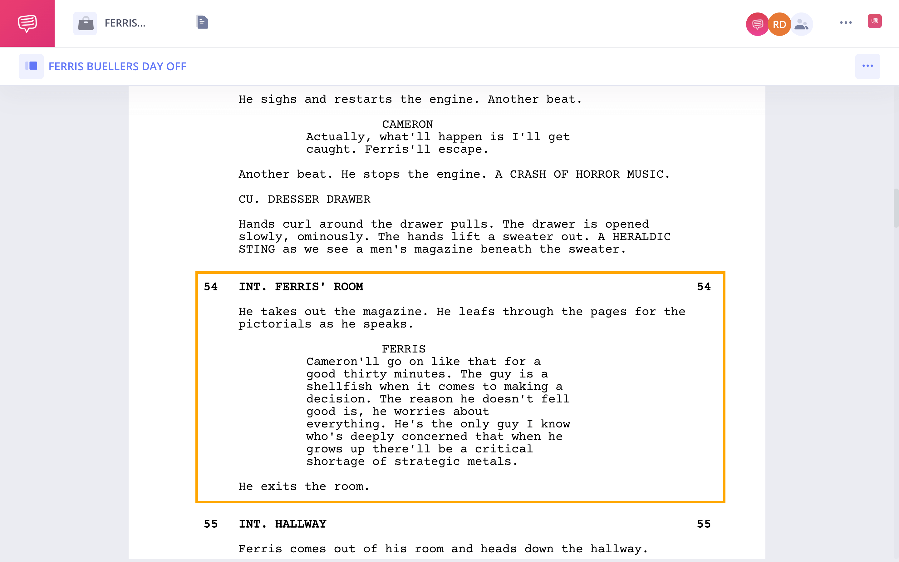 Ferris Buellers Day Off Script PDF Breaking the Fourth Wall StudioBinder Screenwriting Software