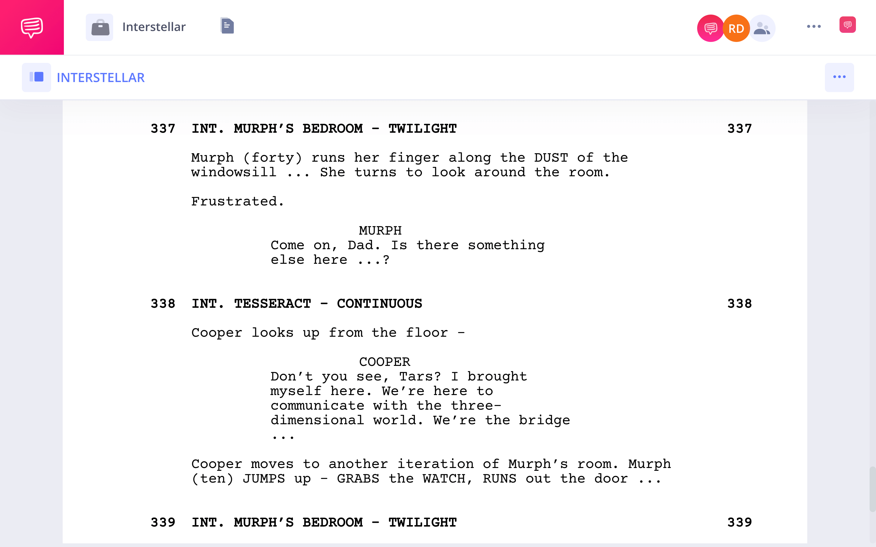 Interstellar Script Teardown PDF Murph Communicates With Cooper StudioBinder Screenwriting Software