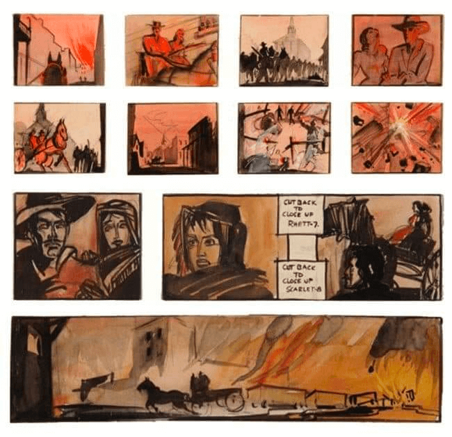 Shot List vs Storyboard Storyboards by William Cameron Menzies for Gone With the Wind