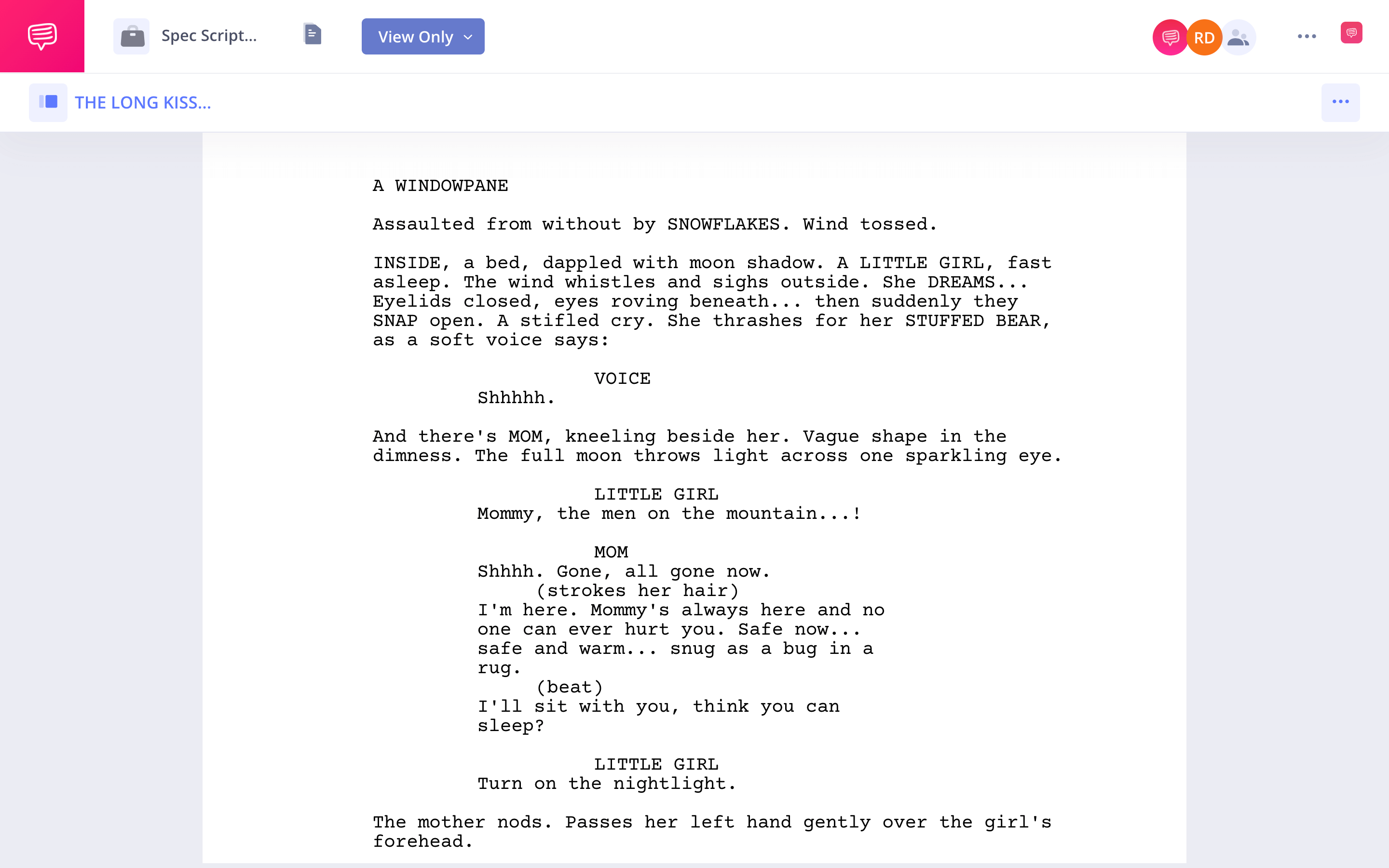 Spec Script Exampes The Long Kiss Goodnight StudioBinder Screenwriting Software