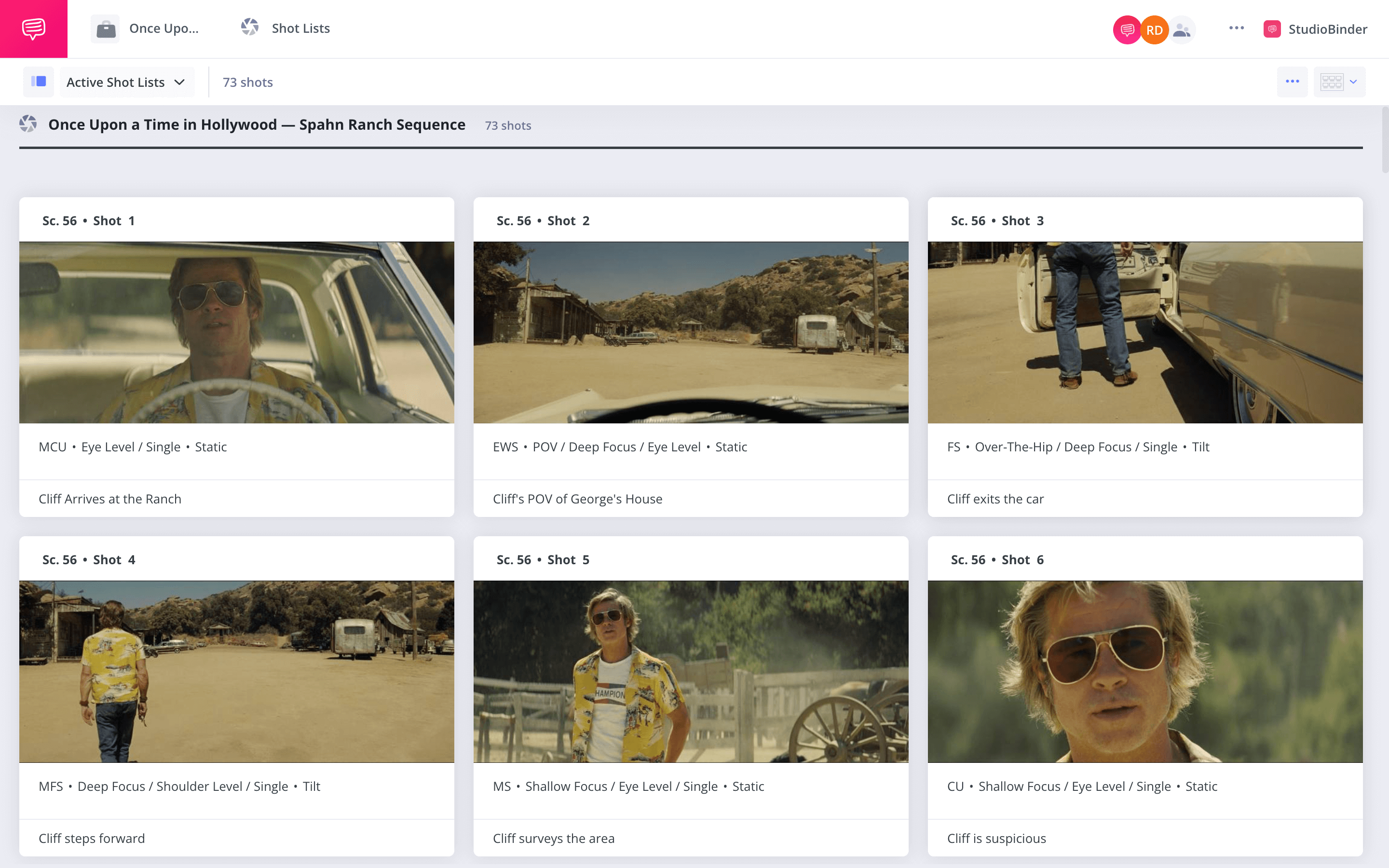 What is a Storyboard Once Upon a Time in Hollywood Storyboard Example StudioBinder Shot Listing Software