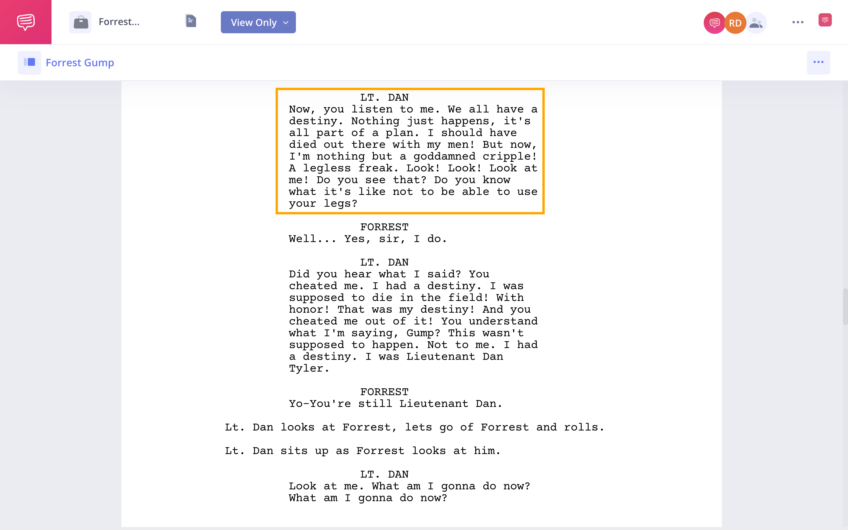 Forrest Gump PDF Script Download Characters StudioBinder Screenwriting Software