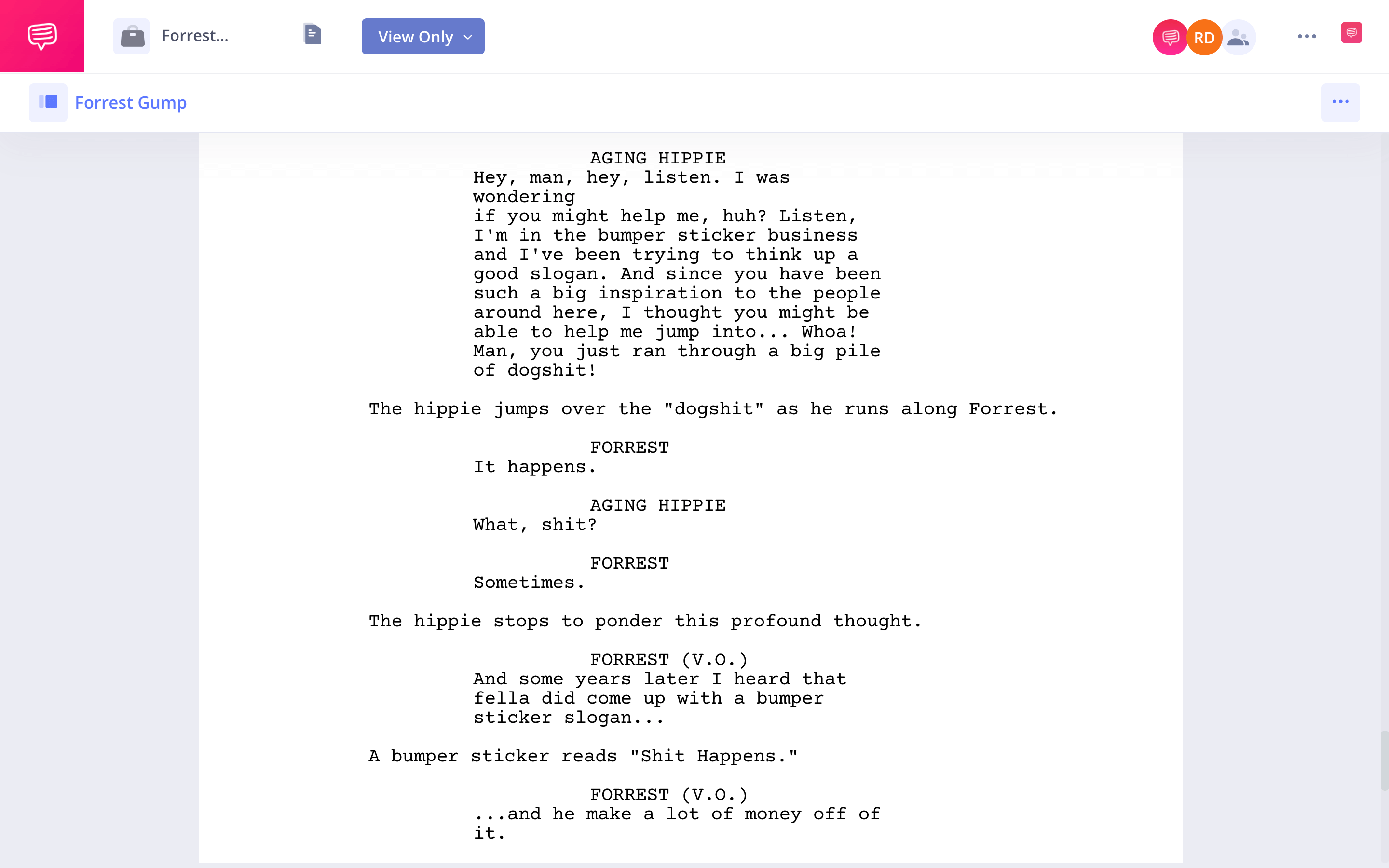 Forrest Gump PDF Script Download Playing Nostalgia StudioBinder Screenwriting Software