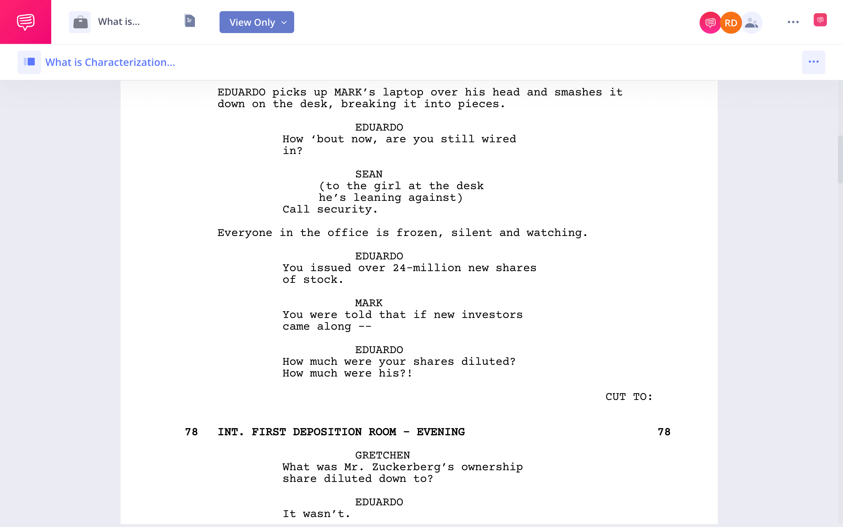 What is Characterization The Social Network Example StudioBinder Screenwriting Software