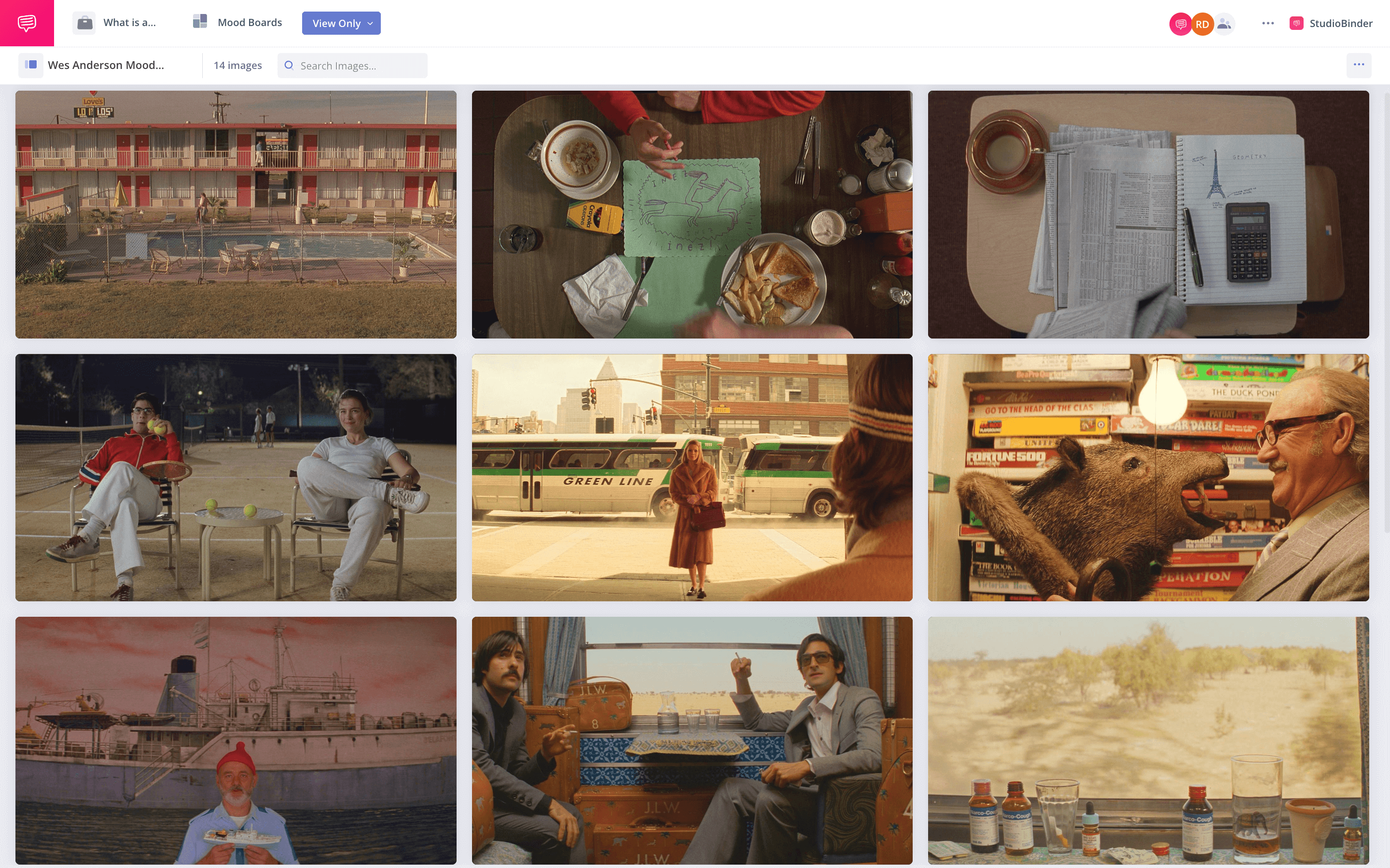 What is a Mood Board Wes Anderson Mood Board StudioBinder Mood Boarding Software