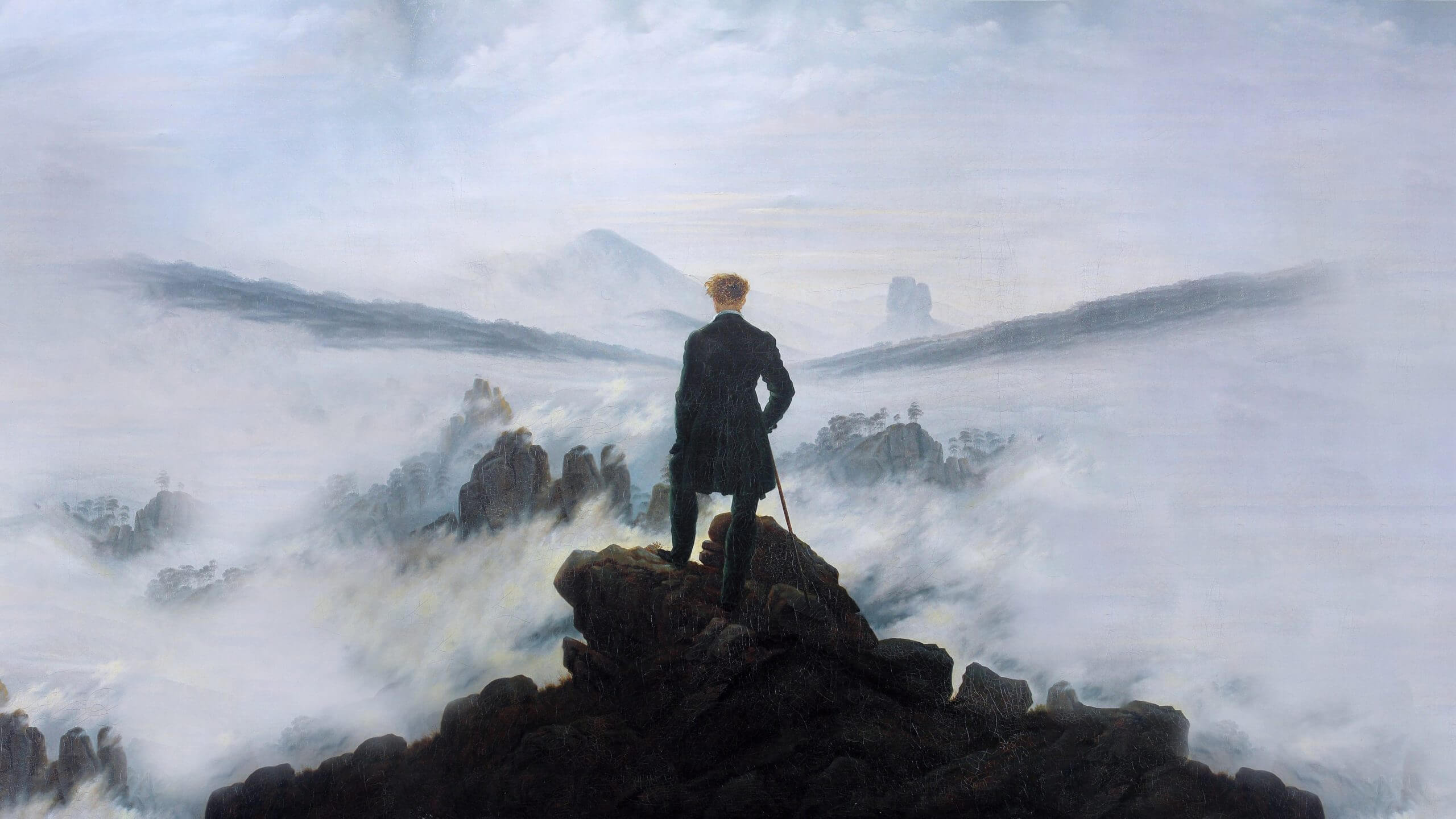 What is Romanticism in Art Wanderer above the Sea of Fog by Caspar David Friedrich