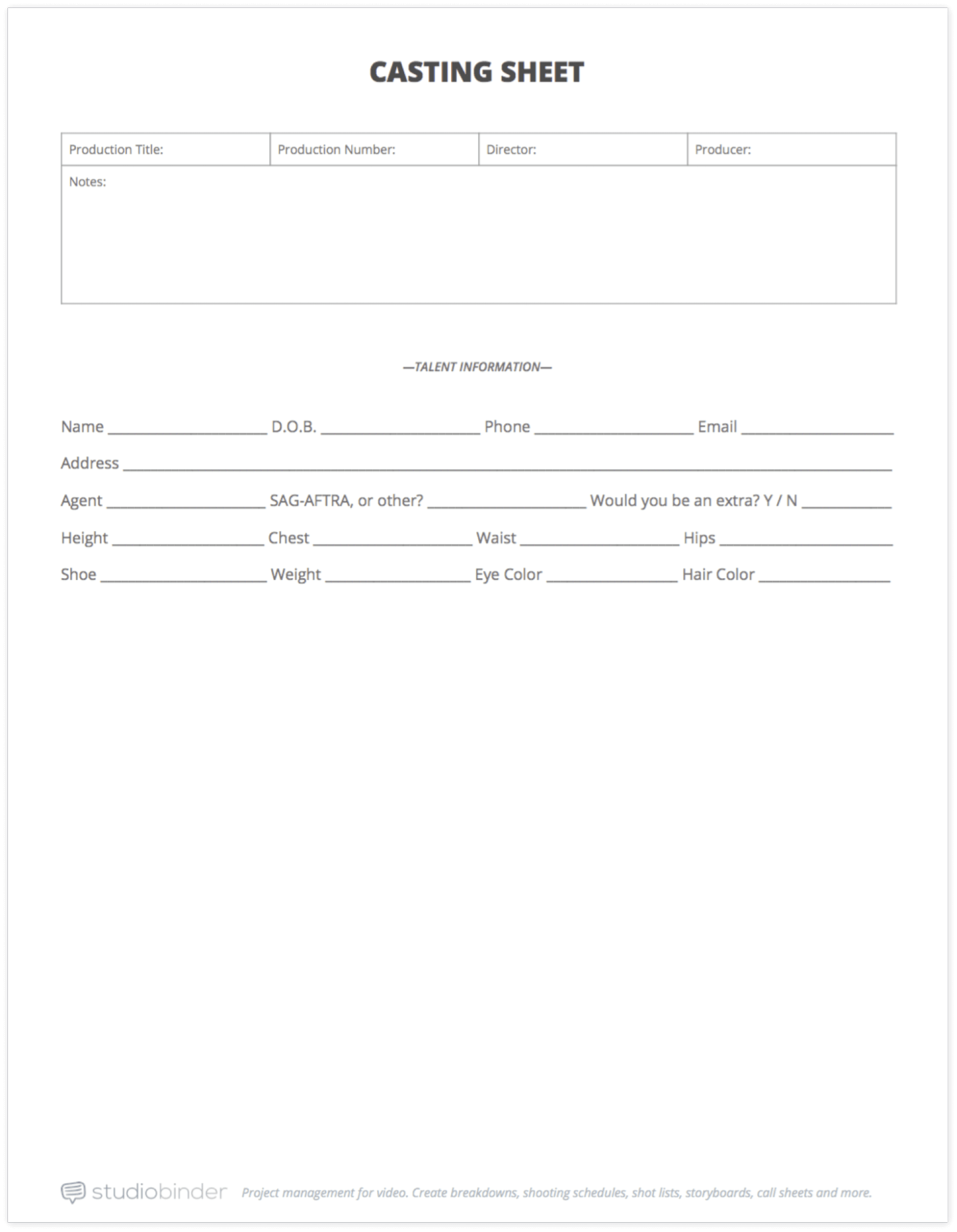 What is a Casting Call — Inside the World of Auditions Casting Call Sheet Template