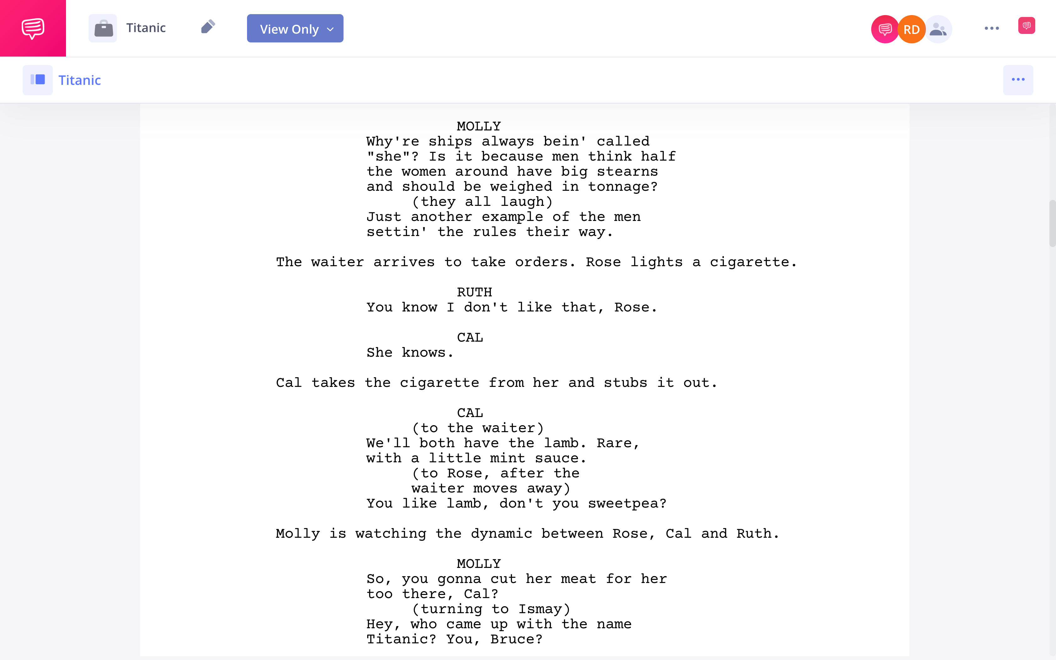 Titanic Script PDF Download Characters StudioBinder Screenwriting Software