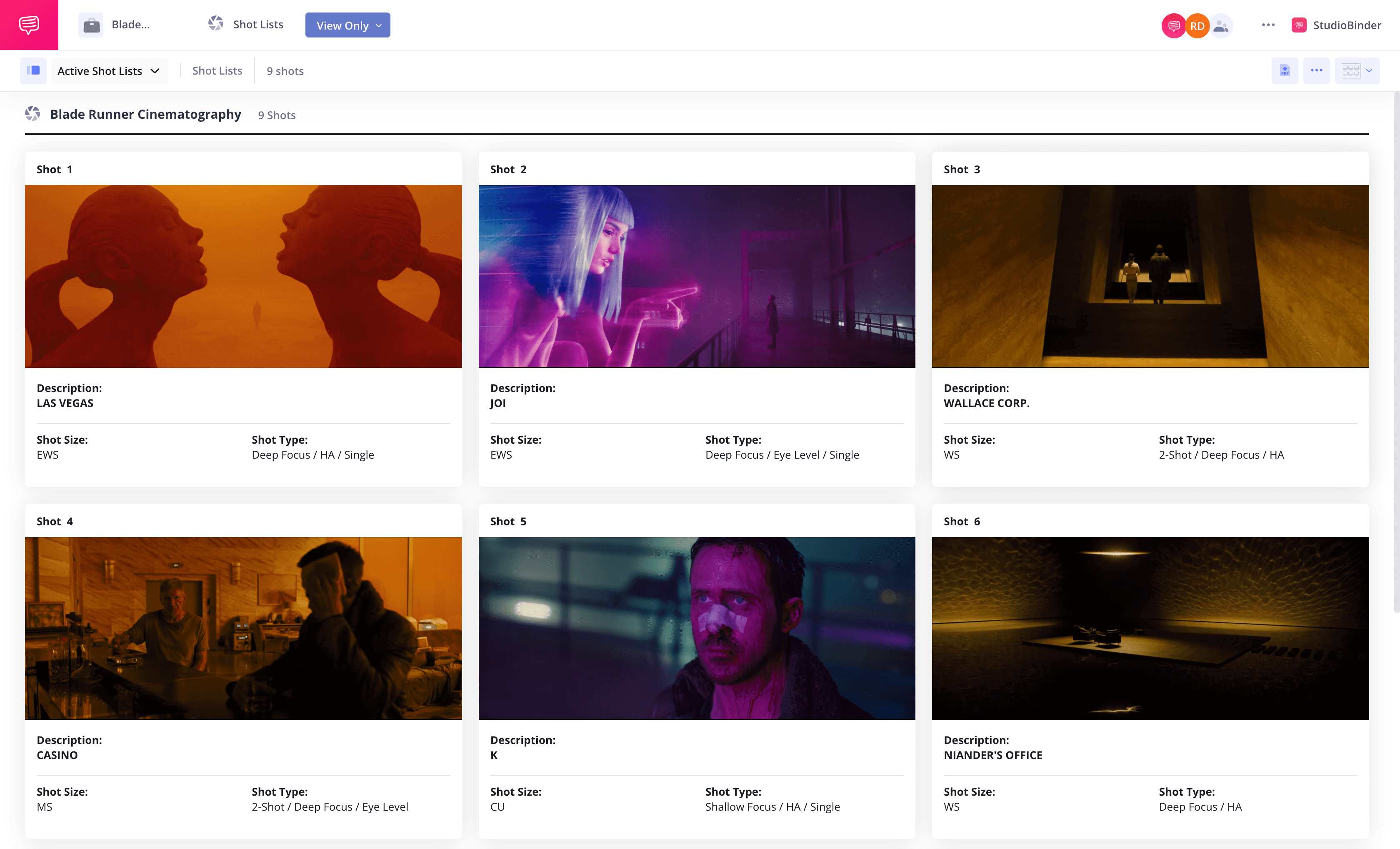 Blade Runner Cinematography Blade Runner Collection StudioBinder Shot Listing Software