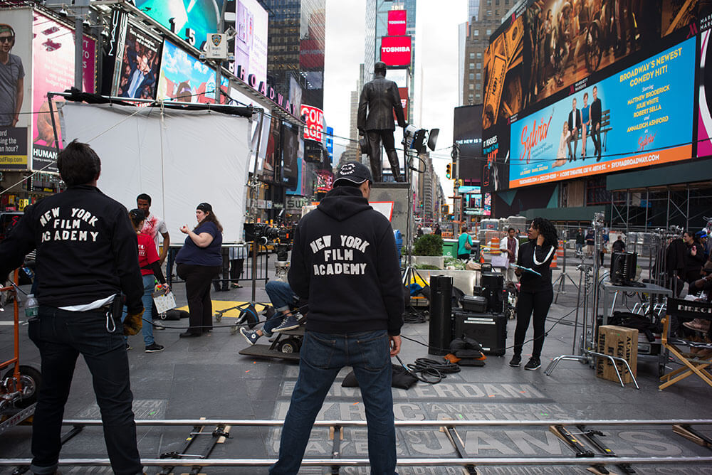 How to Get a Film Permit New York Film Academy Behind the Scenes in Time Square StudioBinder